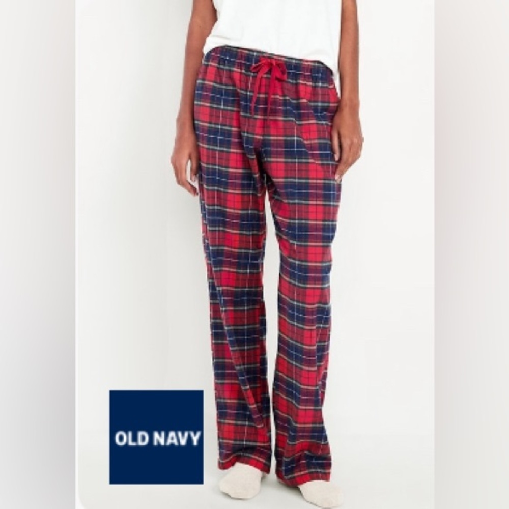 Old‎ Navy plus size 3X mid rise flannel pajamas pants Navy tartan plaid lounge